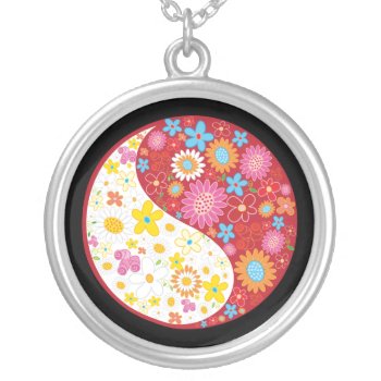 Yin Yang Flowers Necklace by brev87 at Zazzle