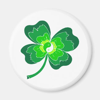 Yin Yang Four Leaf Clover Magnet