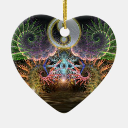 Yin Yang Fractal Wings Love Ornament