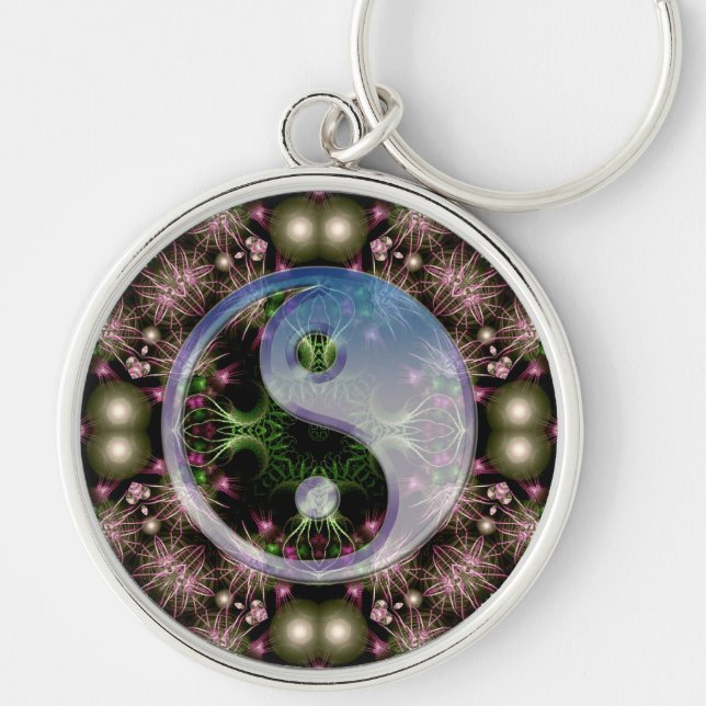 Yin Yang Fractal Wreath Keychain (Front)