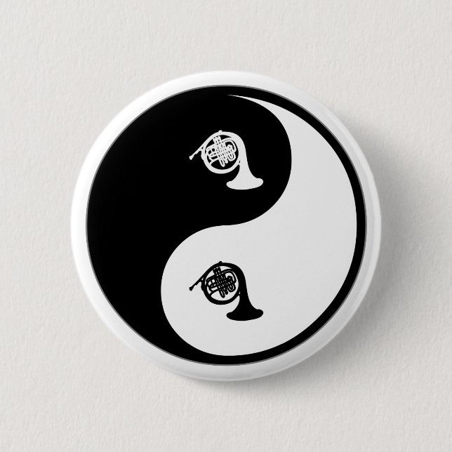 Yin Yang French Horn Pinback Button (Front)