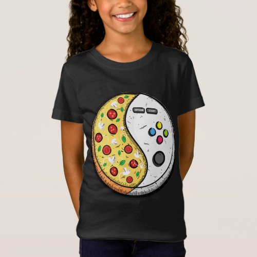 Yin Yang Gaming and Pizza for Gamersn and Boy T_Shirt
