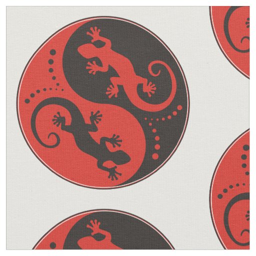 YIN & YANG Geckos black red + your backgr. & idea Fabric