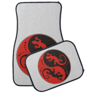YIN & YANG Geckos black red + your background idea Car Mat