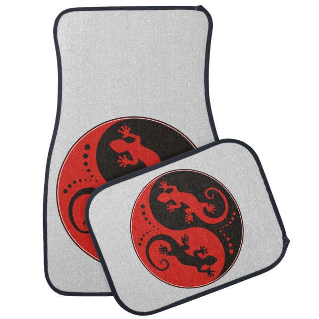 YIN & YANG Geckos black red + your background idea Car Mat (Set)