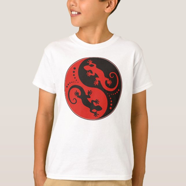 YIN & YANG Geckos black red + your idea T-Shirt (Front)