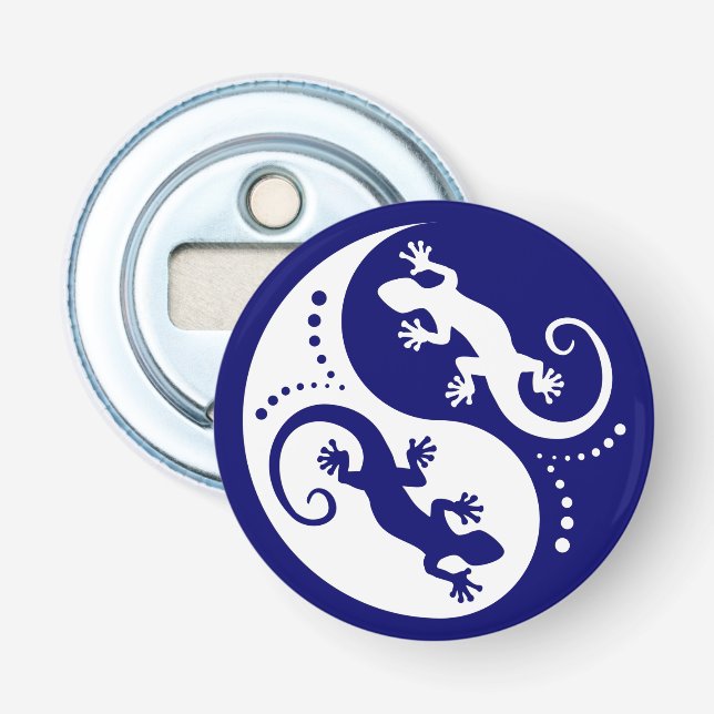 YIN & YANG Geckos white + your background & idea Bottle Opener (Front)