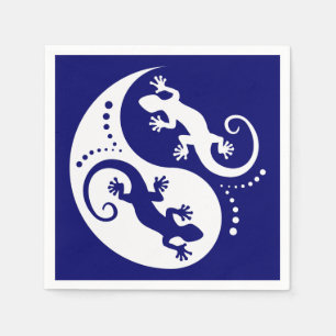 YIN & YANG Geckos white + your background & idea Napkins