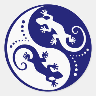 YIN & YANG Geckos white + your idea Classic Round Sticker