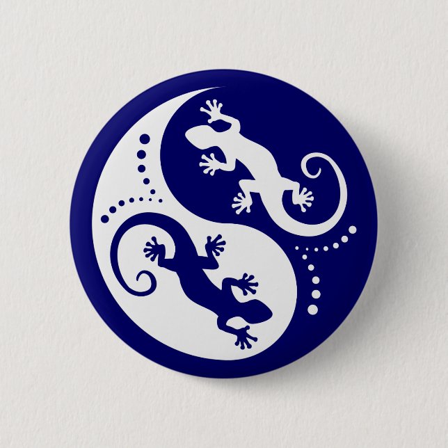 YIN & YANG Geckos white + your idea Pinback Button (Front)