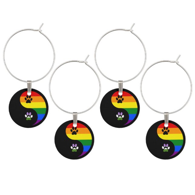 Yin-Yang Genderqueer Wine Charm (Staggered)