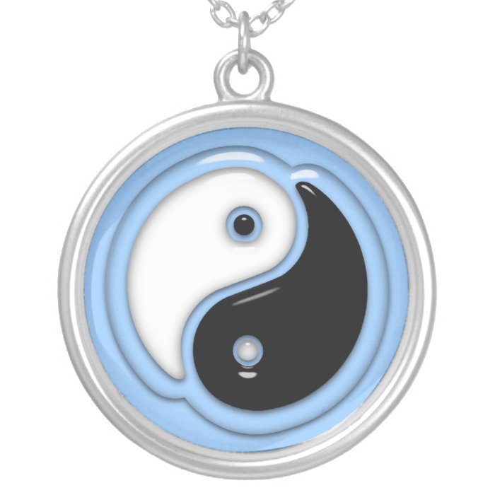 Yin Yang Glass Blue Custom Necklace