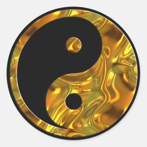 Yin  Yang GOLD  black Classic Round Sticker