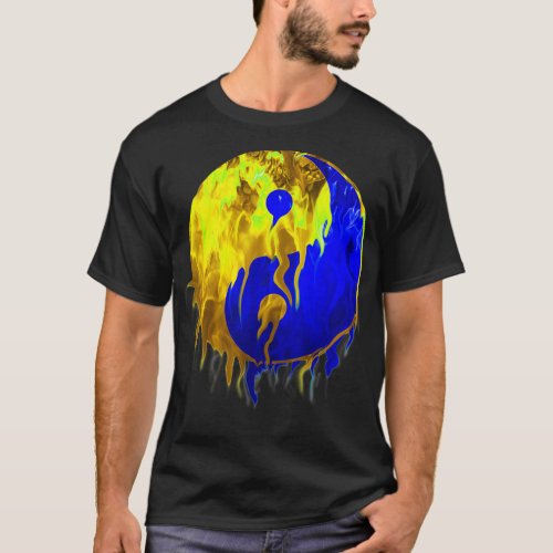 Yin Yang Gold Fire Water Elements T_Shirt
