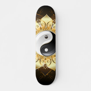 Yin Yang Golden Lotus Skateboard
