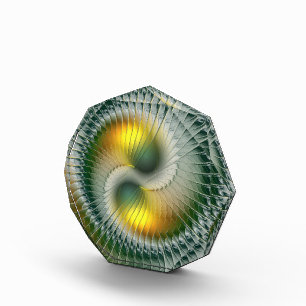 Yin Yang Green Yellow Abstract Colorful Fractal Acrylic Award