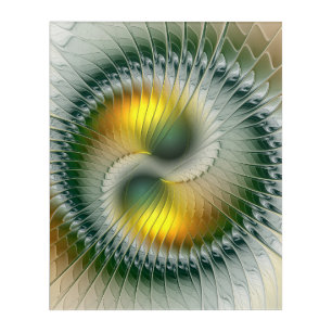Yin Yang Green Yellow Abstract Colorful Fractal Acrylic Print