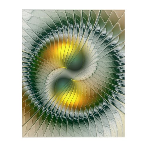 Yin Yang Green Yellow Abstract Colorful Fractal Acrylic Print