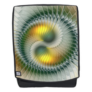 Yin Yang Green Yellow Abstract Colorful Fractal Backpack