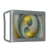 Yin Yang Green Yellow Abstract Colorful Fractal Oval Belt  display picture 1