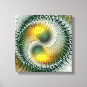 Yin Yang Green Yellow Abstract Colorful Fractal Canvas Print