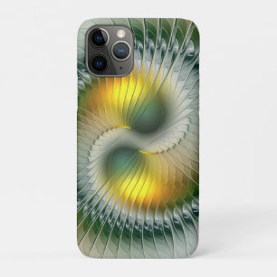 Yin Yang Green Yellow Abstract Colorful Fractal iPhone 11 Pro Case