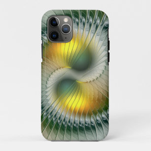 Yin Yang Green Yellow Abstract Colorful Fractal iPhone 11 Pro Case