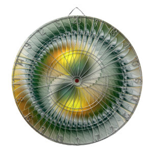 Yin Yang Green Yellow Abstract Colorful Fractal Dart Board