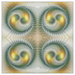 Yin Yang Green Yellow Abstract Colorful Fractal Fabric