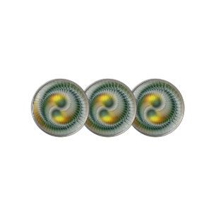 Yin Yang Green Yellow Abstract Colorful Fractal Golf Ball Marker