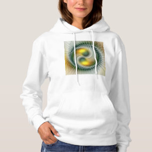 Yin Yang Green Yellow Abstract Colorful Fractal Hoodie