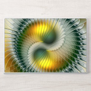 Yin Yang Green Yellow Abstract Colorful Fractal HP Laptop Skin