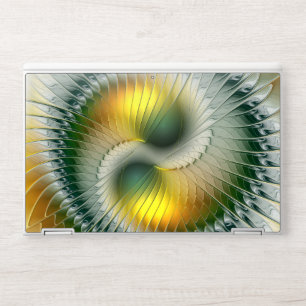 Yin Yang Green Yellow Abstract Colorful Fractal HP Laptop Skin