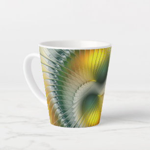 Yin Yang Green Yellow Abstract Colorful Fractal Latte Mug