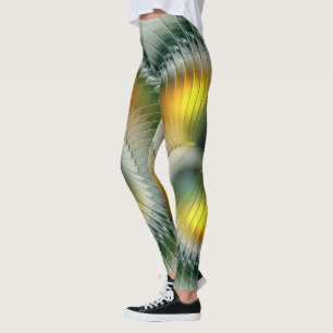 Yin Yang Green Yellow Abstract Colorful Fractal Leggings