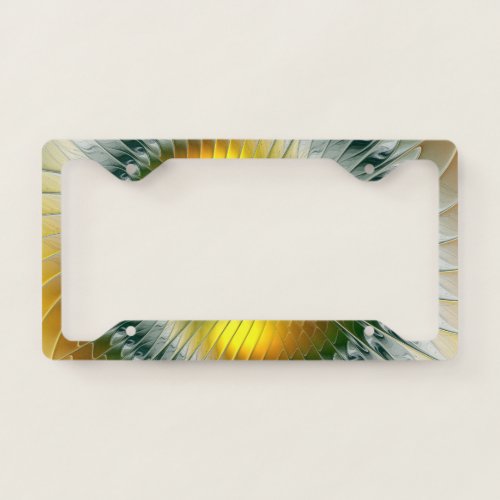 Yin Yang Green Yellow Abstract Colorful Fractal License Plate Frame