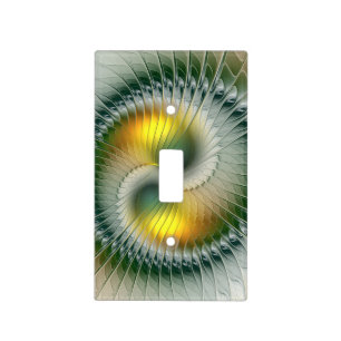 Yin Yang Green Yellow Abstract Colorful Fractal Light Switch Cover