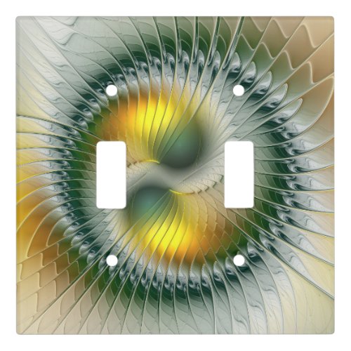Yin Yang Green Yellow Abstract Colorful Fractal Light Switch Cover