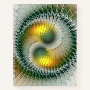 Yin Yang Green Yellow Abstract Colorful Fractal Notebook