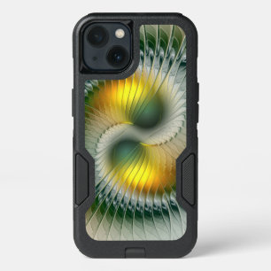 Yin Yang Green Yellow Abstract Colorful Fractal iPhone 13 Case