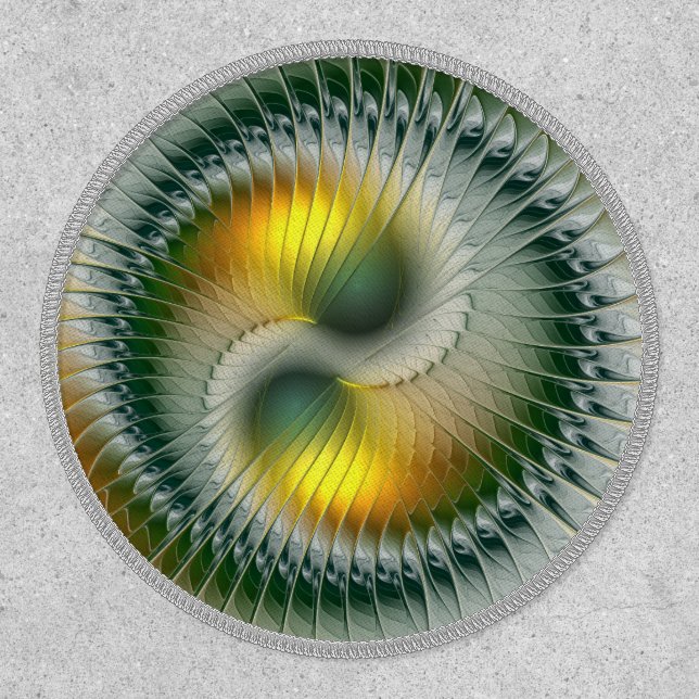 Yin Yang Green Yellow Abstract Colorful Fractal Patch (Front)