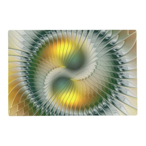 Yin Yang Green Yellow Abstract Colorful Fractal Placemat