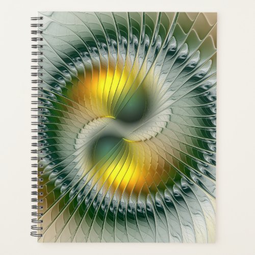 Yin Yang Green Yellow Abstract Colorful Fractal Planner