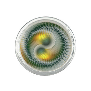 Yin Yang Green Yellow Abstract Colorful Fractal Ring