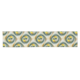 Yin Yang Green Yellow Abstract Colorful Fractal Short Table Runner
