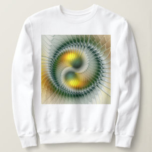 Yin Yang Green Yellow Abstract Colorful Fractal Sweatshirt