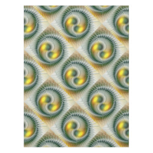 Yin Yang Green Yellow Abstract Colorful Fractal Tablecloth