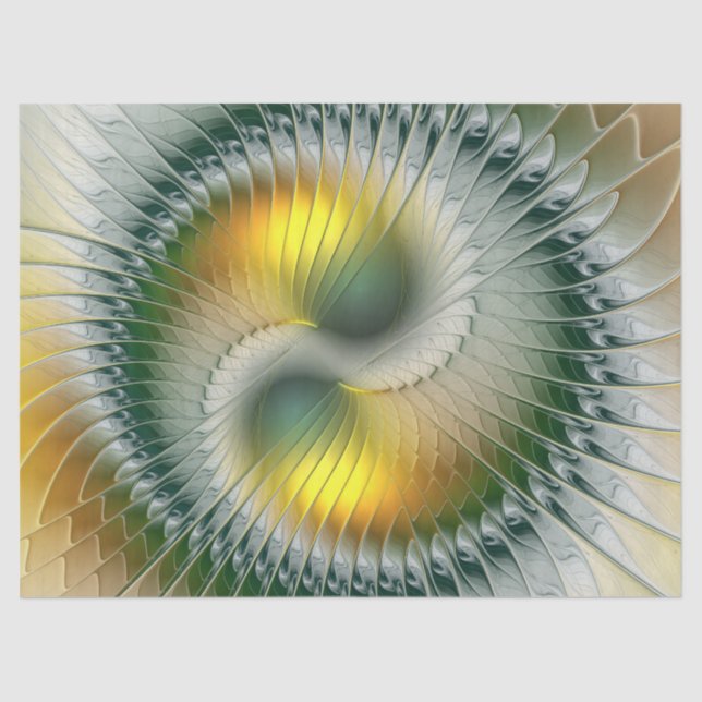 Yin Yang Green Yellow Abstract Colorful Fractal Tissue Paper (Front)