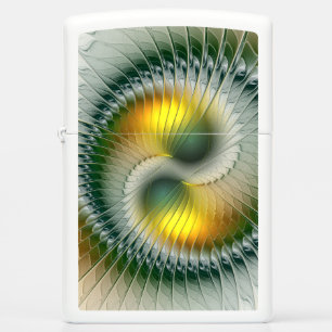 Yin Yang Green Yellow Abstract Colorful Fractal Zippo Lighter
