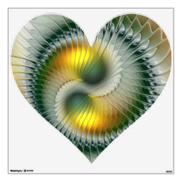 Yin Yang Green Yellow Abstract Fractal Art Heart Wall Decal